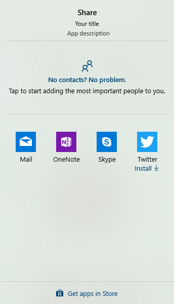 UWP App Share Dialog